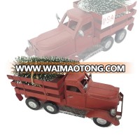 hot sale metal truck model christmas decoration red metal truck with tree