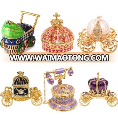 QiFu best gifts metal material hand painted Variety of styles trinket box  in stock for best gifts