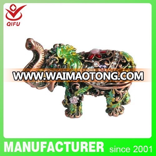 Antique new 2014 elephant bejewelled box for wedding item metal trinket box(QF2789)