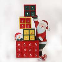 2019 Wooden Christmas Advent Calendar Box with 24 Drawers Santa Claus and Snowman Design Countdown Candy Box Decoration